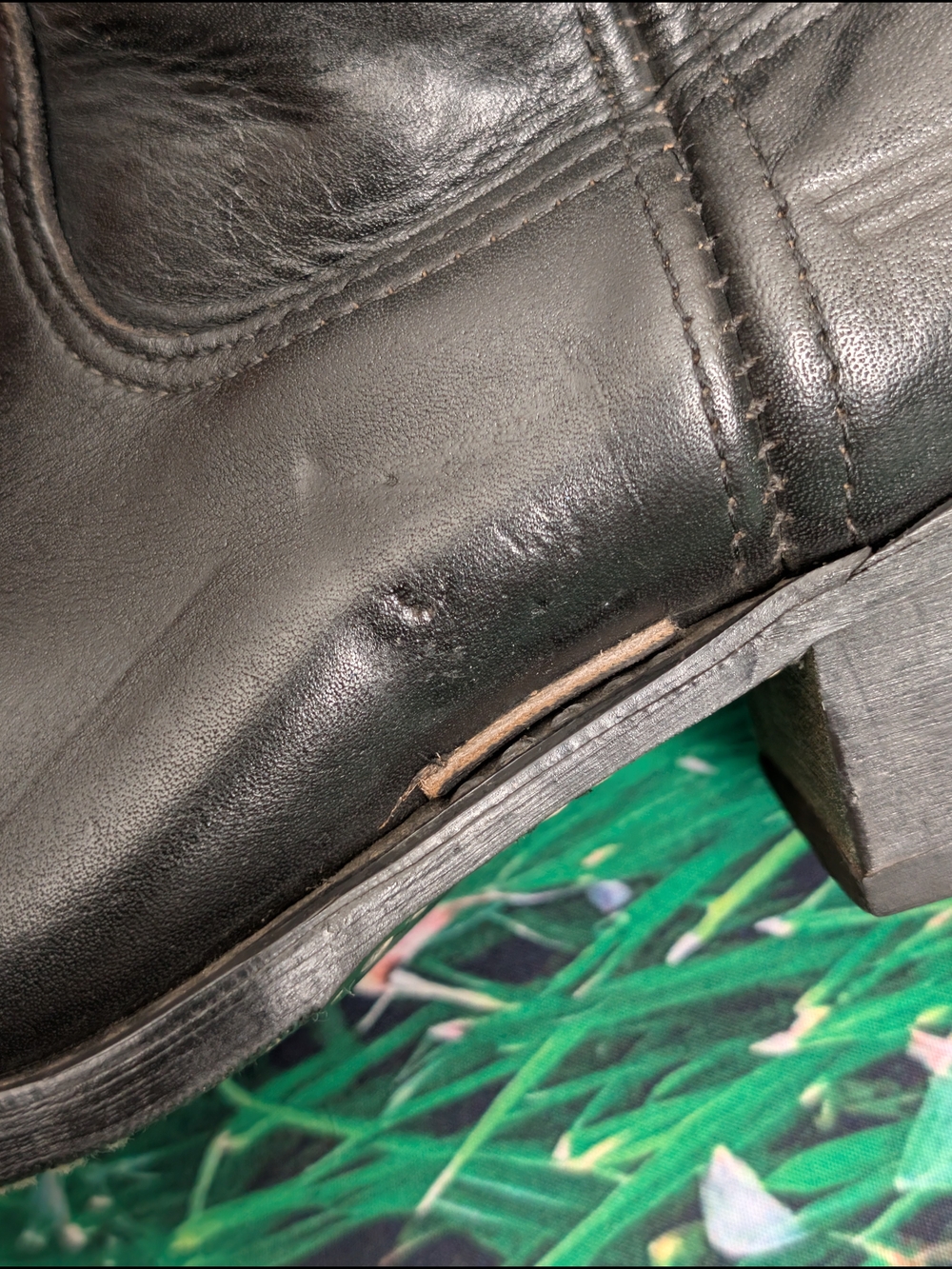 VTG Harley Davidson Black Leather Motorcycle Boots Patina Embroidered Eagle 8L - Picture 7 of 12